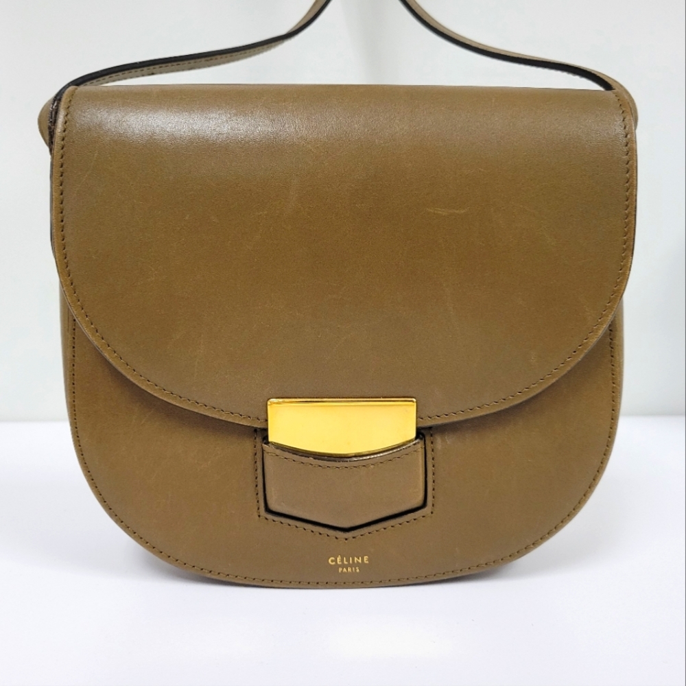 Celine Trotteur Brown Small Smooth Calf Skin Leather Crossbody Bag